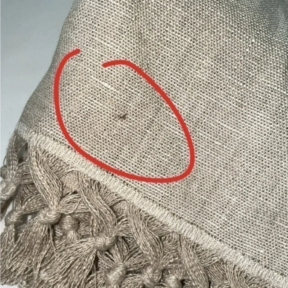 Pottery Barn Linen Flax Knotted Fringe Table Throw Cloth 50” x‎ 50”